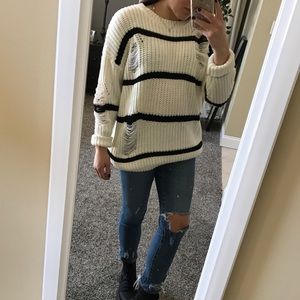 Oversized distressed sweater